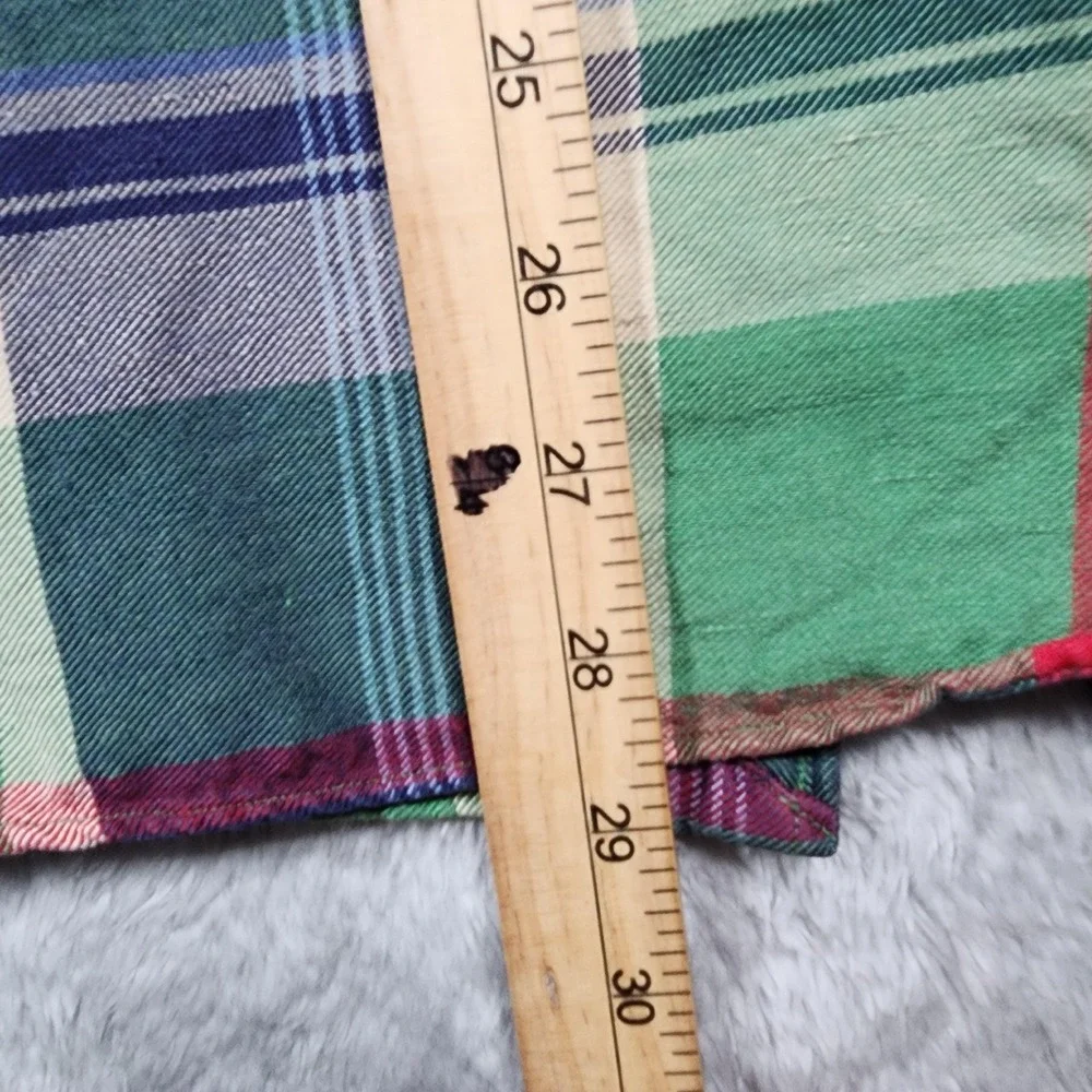 Polo Ralph Lauren Shirt Mens Medium Green Red Madras Plaid Button Down‎ Casual